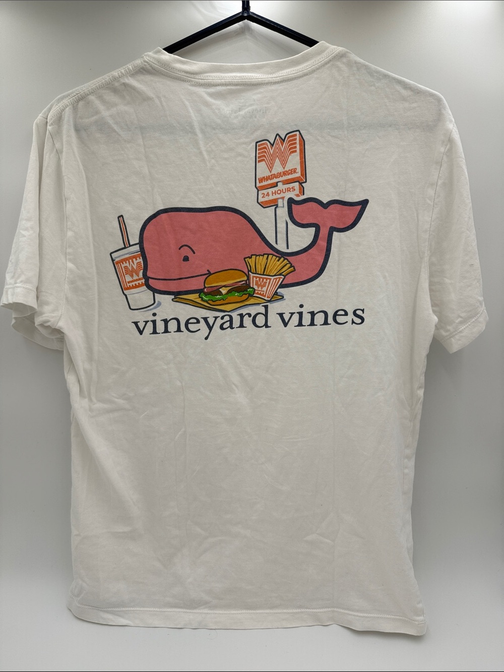 Vineyard Vines White Short Sleeve Pocket Tee with Orange Whataburger Logo - Picture 3 of 4
